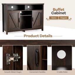 GOFLAME Buffet Storage Cabinet Farmhouse Sideboard w/9-Bottle Wine Rack-Brown