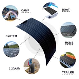 Flexible Solar Panel 200W 100W 24V/12V Monocrystalline Bendable Solar Panels Kit Charger Off-Grid for RV Boat Cabin Van Car