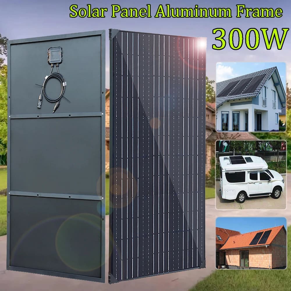 450W 300W 150W Rigid Solar Panel Kit 12v Solar Charging Panels Aluminum Frame Photovoltaic System, for Home Outdoor RV Roof
