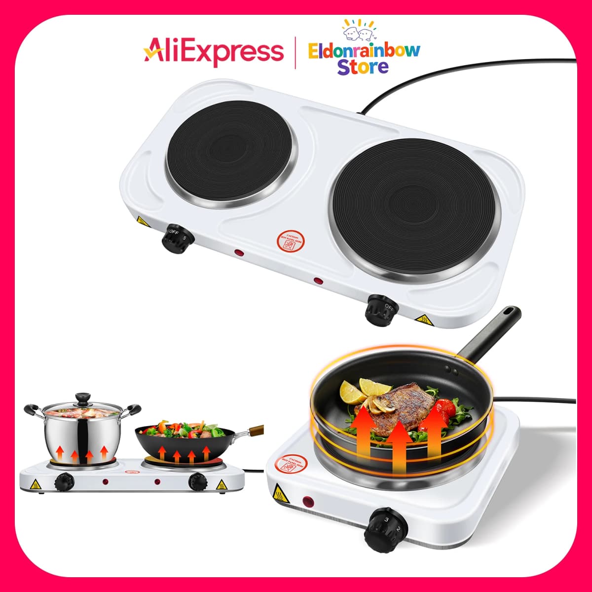 Single/Double-Head Electric Stove Electric Hot Plate Portable Kitchen Table Top Stove Hotplate 2000W Cooking Pot