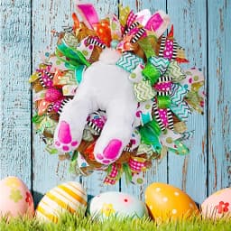 2027 New Easter Bunny Wreath Colorful Easter Bunny Garlands Spring Festival Wreath Home Wreath Decor For Front Door Decoration
