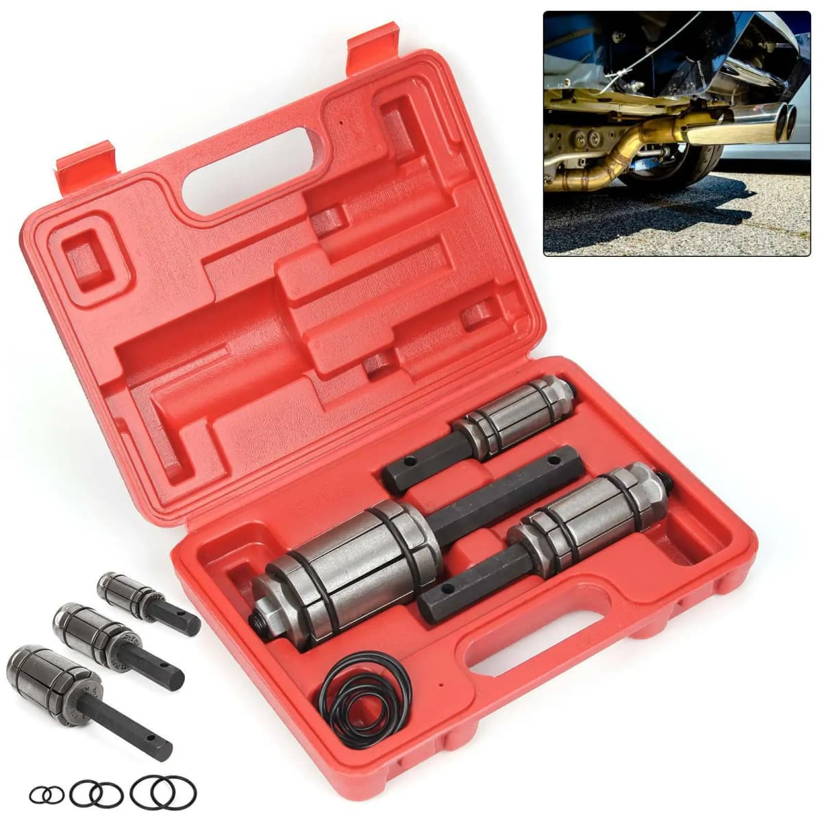 3Pcs Car Exhaust Tail Pipe Expander Kit Tool Set  Muffler Expander Set Spreader Dent Remover Tool Kit 1-1/8" to 3-1/2"