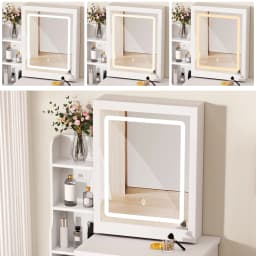 Vanity Table(Including Chairs), Dressing Table With Sliding Mirror and Stool, Bedroom Makeup Desk, Dresser With 4 Drawers