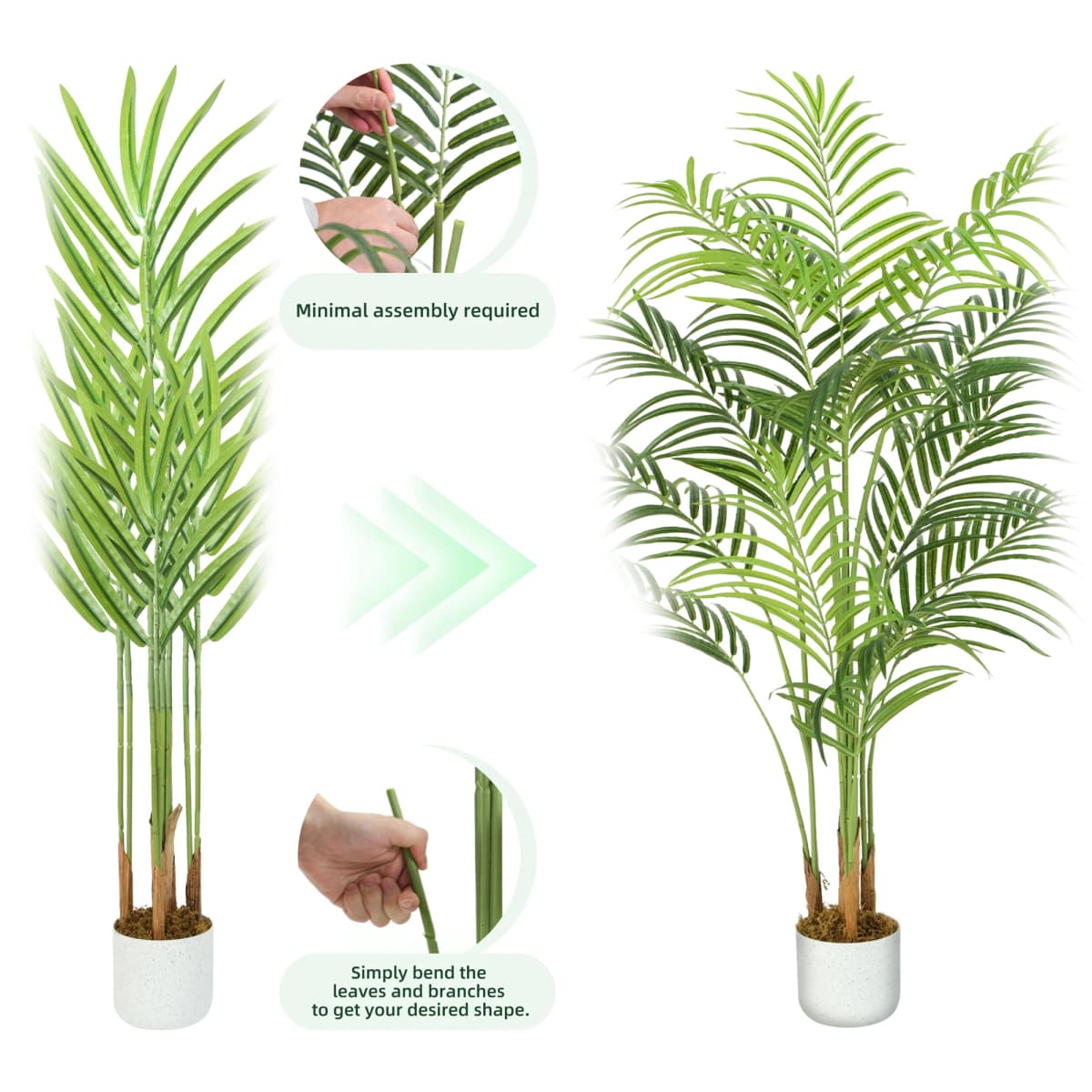 mcc direct Artificial Palm Tree with Plastic Planter and Artificial Moss for House Bedroom Office Garden Store Decoration