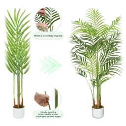 mcc direct Artificial Palm Tree with Plastic Planter and Artificial Moss for House Bedroom Office Garden Store Decoration