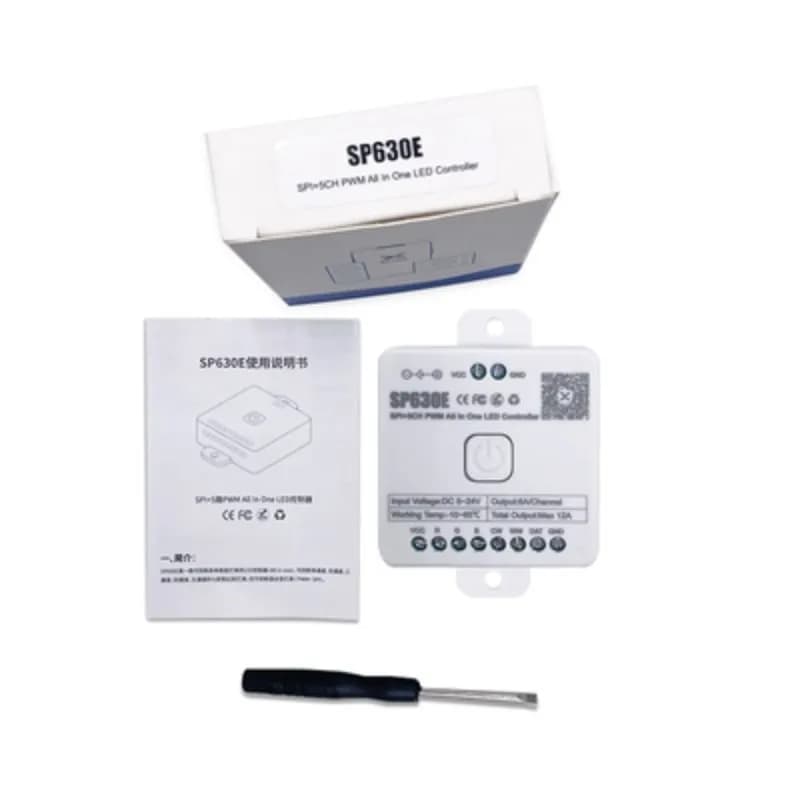 5V-24V SP630E All In One LED Controller 5CH PWM SPI Pixels LED Light Strip WS2812B WS2811 SK6812 FCOB 5050 RGB RGBW CCT Music BT