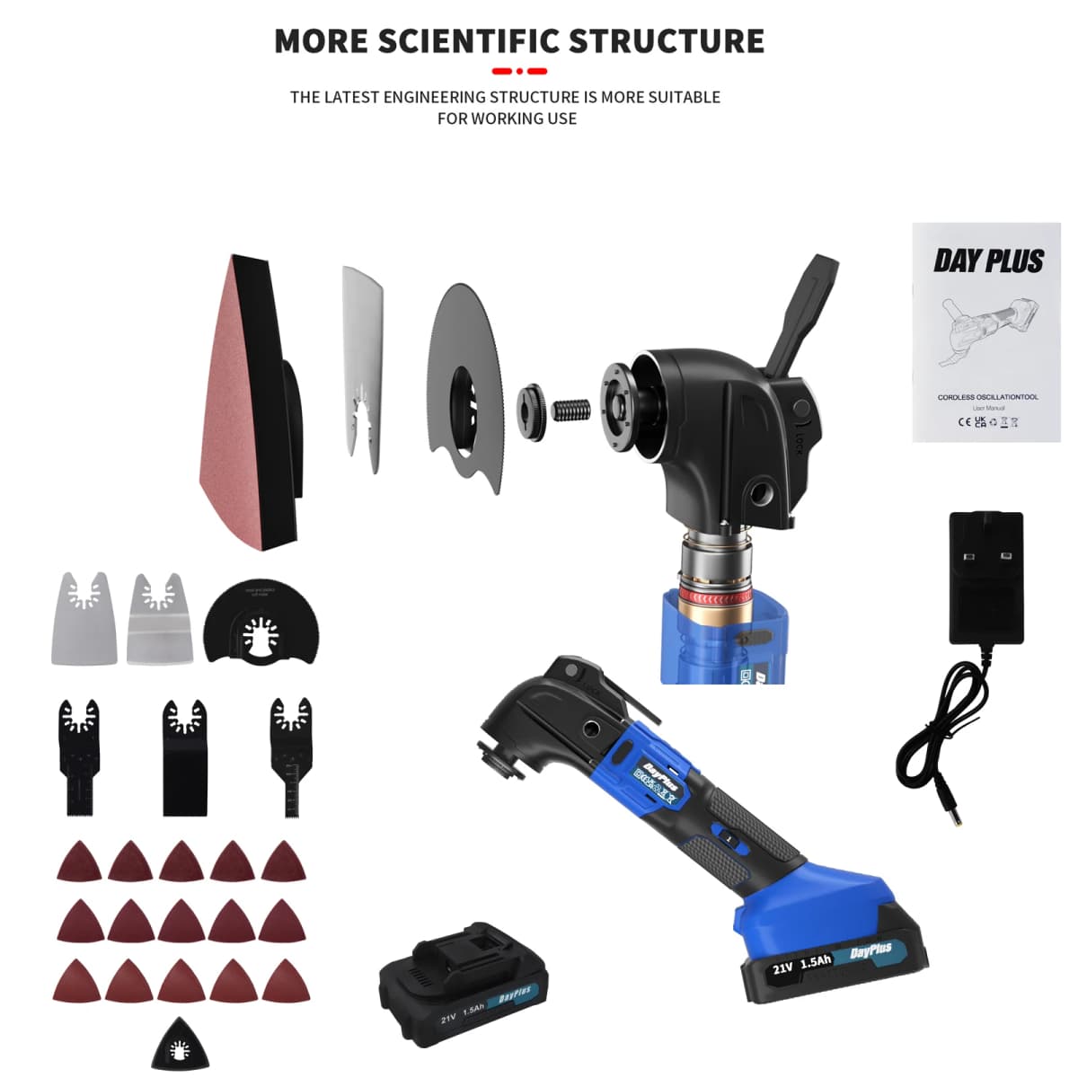 300W Cordless Oscillating Multi Tool, 6 Speed Belts And 24 Accessory Blades,for Polishing Wood Sawing Metal.