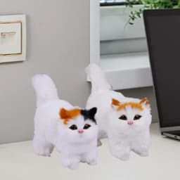 Cat Figurines Stuffed Kitten Toys Feline Decor Cartoon Kitten Figurine Plush Cat Sculpture Desk Ornament for Home Bedroom Dorm