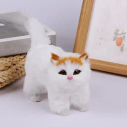 Cat Figurines Stuffed Kitten Toys Feline Decor Cartoon Kitten Figurine Plush Cat Sculpture Desk Ornament for Home Bedroom Dorm
