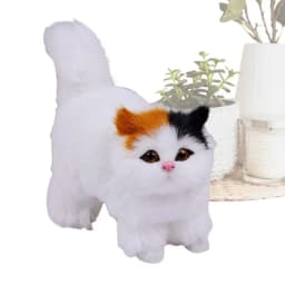 Cat Figurines Stuffed Kitten Toys Feline Decor Cartoon Kitten Figurine Plush Cat Sculpture Desk Ornament for Home Bedroom Dorm