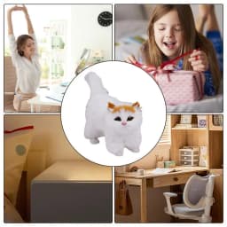Cat Figurines Stuffed Kitten Toys Feline Decor Cartoon Kitten Figurine Plush Cat Sculpture Desk Ornament for Home Bedroom Dorm