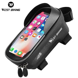 WEST BIKING Bicycle Bag Waterproof Touch Screen Cycling Bag Top Front Tube Frame MTB Road Bike Bag 6.5 Inches Phone Case