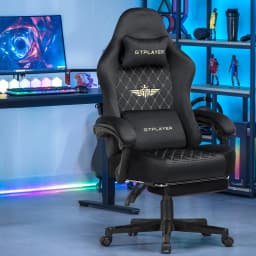 GTPLAYER Fabric Gaming Chair, Ergonomic Computer Chair with Footrest and Lumbar Support Height Adjustable Home Office Chair with