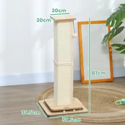 PawHut 87cm Cat Scratching Post, 3-in-1 Cat Scratcher w/ Track Ball Toy