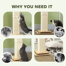 PawHut 87cm Cat Scratching Post, 3-in-1 Cat Scratcher w/ Track Ball Toy