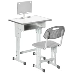 HOMCOM Kids Desk and Chair Set Adjustable Height Study Table Set with Drawer, Book Stand, Pen Slot