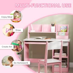 ZONEKIZ Kids Desk and Chair Set with Storage, for Ages 5-8 Years, 2 Piece Set with Keyboard Drawer