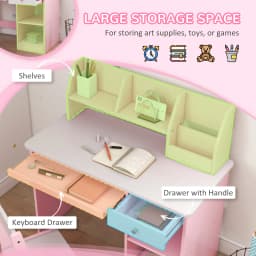 ZONEKIZ Kids Desk and Chair Set with Storage, for Ages 5-8 Years, 2 Piece Set with Keyboard Drawer