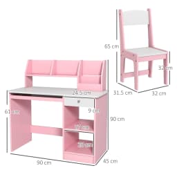 ZONEKIZ Kids Desk and Chair Set with Storage, for Ages 5-8 Years, 2 Piece Set with Keyboard Drawer