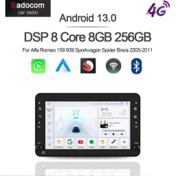 7" "CarPlay Android 13.0 8G+128G GPS Car Radio Player Wifi Multimedia For Alfa Romeo 159 939 Sportwagon Spider Brera 2005-2011