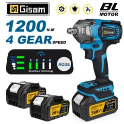 Gisam 1200N.M Torque Brushless Electric Impact Wrench 1/2 Inch Cordless Wrench Screwdriver Power Tool For Makita 18V Battery Pin