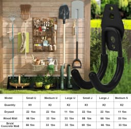 TECHSHARE Garage ge Storage(Black Wall Hook)
