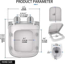 Toilet seat cover Soft close,clip-on toilet seat Antibacterial Flapper Suitable for most toilets