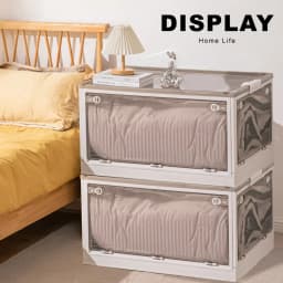 Livingandhome Transparent Folding Storage Box with Wheels