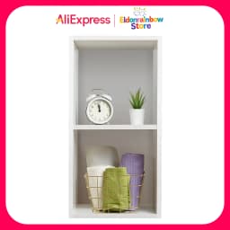 2-Tier White Open Cube Storage, Multifunctional Freestanding Shelf for Home Organization