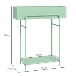2 Tier Plant Stand, Metal Plant Rack with Drain Holes, Green