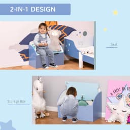 HOMCOM Kids Wooden Toy Box Children Storage Chest Bench Organiser Safety Hinge Bedroom Playroom Furniture