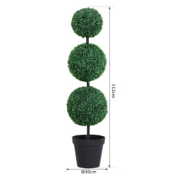 Outsunny 2 PCS Artificial Boxwood Three Balls Tree Decorative Plant Leaves
