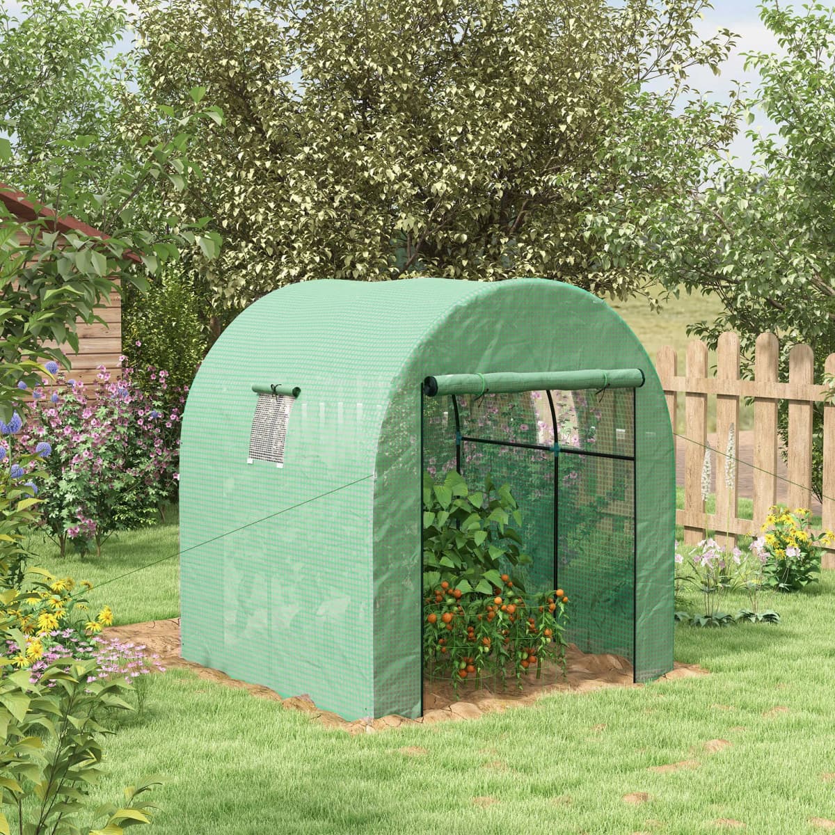 Polytunnel Greenhouse with Uv-Resistant Pe Cover, Grow House, 1.8 X 1.8 X 2m