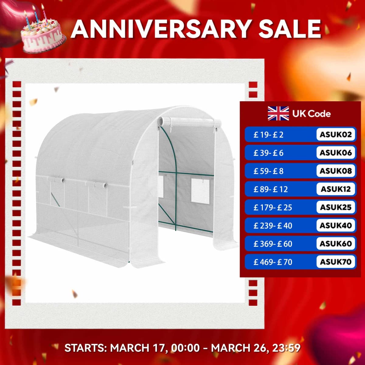 Walk-In Polytunnel Greenhouse Dome Garden Grow House W/ Window Door Heat Shed
