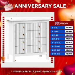 HOMCOM Fluted Bedroom Chest of Drawers w/ 5 Drawers Gold Tone Handles Black