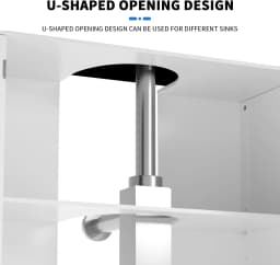 Under Sink Bathroom Cabinet, Wall Mountable & Freestanding Wooden Storage Cupboard with 2 Doors & Adjustable Shelves