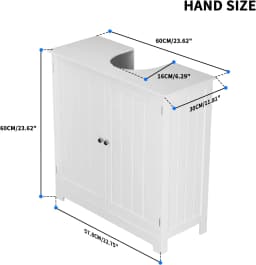 Under Sink Bathroom Cabinet, Wall Mountable & Freestanding Wooden Storage Cupboard with 2 Doors & Adjustable Shelves