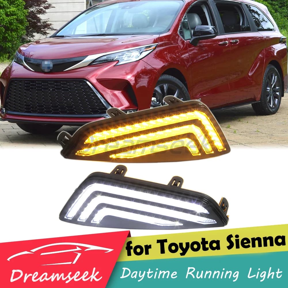 LED Daytime Running Light DRL for Toyota Sienna XSE XL40 2021 2022 2023 2024 Auto Driving Dynamic Turn Signal Light Fog Lamp