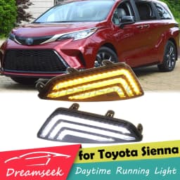 LED Daytime Running Light DRL for Toyota Sienna XSE XL40 2021 2022 2023 2024 Auto Driving Dynamic Turn Signal Light Fog Lamp