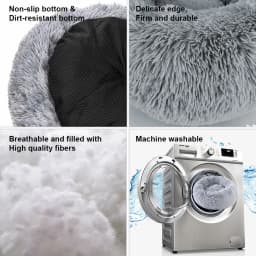 Voltsify 70CM Donut-Shaped Plush Pet Cuddler Bed Machine Washable Anti-Slip for Dog&Cat House Winter Warm Sleeping