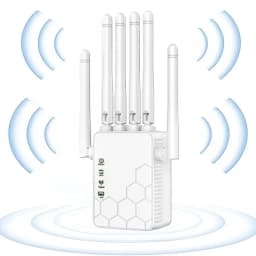 300/1200Mbps WiFi Range Extender, 2.4G/5G Booster 6 Antenna Repeater Amplifier,Signal Amplifier Wireless Range Booster