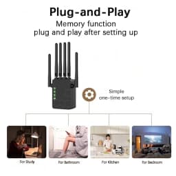 300/1200Mbps WiFi Range Extender, 2.4G/5G Booster 6 Antenna Repeater Amplifier,Signal Amplifier Wireless Range Booster