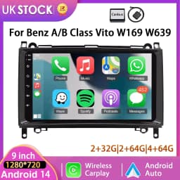 Essgoo 2DIN Android 14 9inch Carplay Car Stereo Multimedia Player Radio GPS Navi For Mercedes Benz A/B Class W169 W245 B200 W906