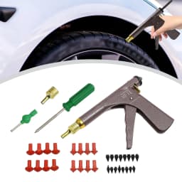 Vacuum Tire Repair Tool, Tubeless Tire Puncture Repair Gun, Car Motorcycle Scooter Wheel Tyre Plugger with Mushroom Plug & Box (Not included glue)