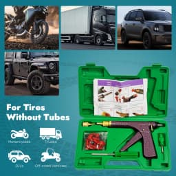Vacuum Tire Repair Tool, Tubeless Tire Puncture Repair Gun, Car Motorcycle Scooter Wheel Tyre Plugger with Mushroom Plug & Box (Not included glue)