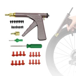 Vacuum Tire Repair Tool, Tubeless Tire Puncture Repair Gun, Car Motorcycle Scooter Wheel Tyre Plugger with Mushroom Plug & Box (Not included glue)