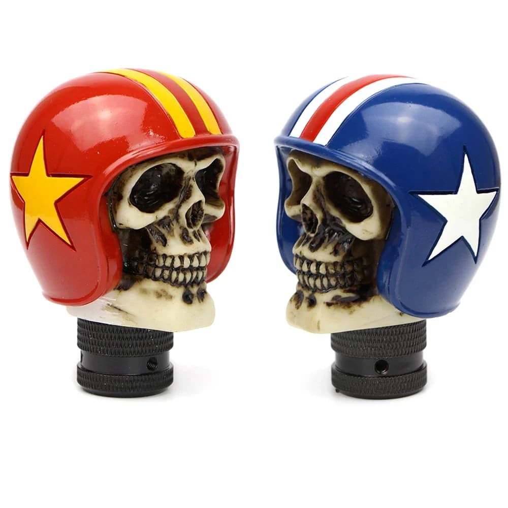 Car Interior Gear Shift Knob Universal Manual Handle Lever Shifter Knob Blue / Red Helmet Skull Style
