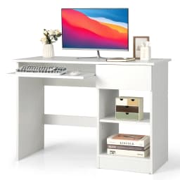 GOFLAME Modern Computer Desk Workstation PC Laptop Table w/  Keyboard Tray & Drawer