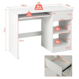 GOFLAME Modern Computer Desk Workstation PC Laptop Table w/  Keyboard Tray & Drawer