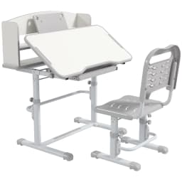 ZONEKIZ Kids Desk and Chair Set Height Adjustable for Ages 6-12 Years Grey